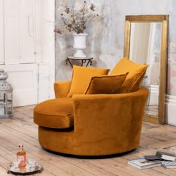 Artemis Home Havana Velvet Swivel Base Cuddle Chair in Orange - thumbnail 5