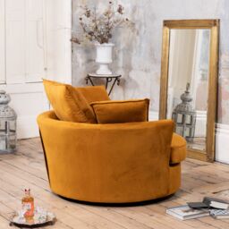 Artemis Home Havana Velvet Swivel Base Cuddle Chair in Orange - thumbnail 3