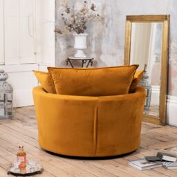Artemis Home Havana Velvet Swivel Base Cuddle Chair in Orange - thumbnail 4