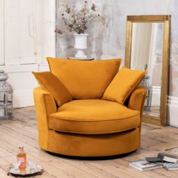 Artemis Home Havana Velvet Swivel Base Cuddle Chair in Orange