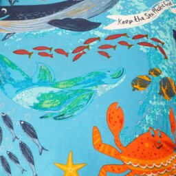 Happy Linen Company Kids Ocean Friends Sealife Reversible Duvet Cover Quilt Bedding Set in Blue - Size: Toddler - thumbnail 4