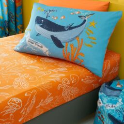 Happy Linen Company Kids Ocean Friends Sealife Reversible Duvet Cover Quilt Bedding Set in Blue - Size: Toddler - thumbnail 3