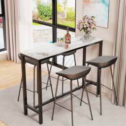 EONLION Jade White Marble Top Rectangle Frame Dining Table - Size: 100 cm - thumbnail 1