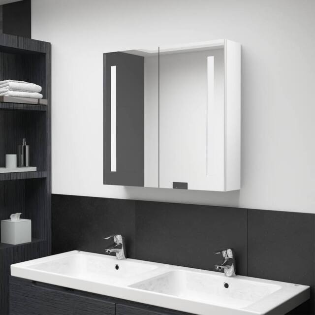Berkfield Home LED Bathroom Mirror Cabinet Shining White 62x14x60 cm - Size: 62 x 14 x 60 cm - image 1