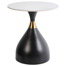 Wyld and Coco Sculptural Side Table 50cm White Sintered Stone Top Black Metal - thumbnail 2