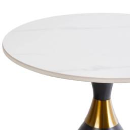 Wyld and Coco Sculptural Side Table 50cm White Sintered Stone Top Black Metal - thumbnail 3