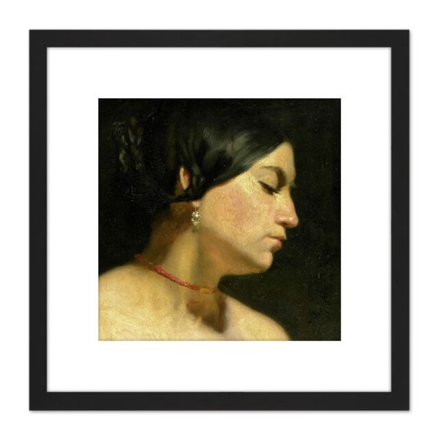Artery8 Jan Van Scorel Mary Magdalene Woman Face Painting 8X8 Inch Square Wooden Framed Wall Art Print Picture with Mount in Black - image 1