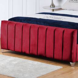 UK Bed Furniture Lisburn Slatted Base Upholstered Bed with 48 Inch Headboard in Maroon - Size: Small Double - thumbnail 3