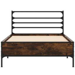 Berkfield Home Durable Bed Frame without Mattress Smoked Oak 90x200 cm in Brown - thumbnail 4