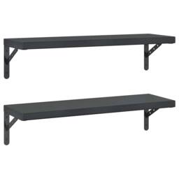 Berkfield Home Wall Shelves 2 pcs 75x23.5 cm Black Stainless Steel - thumbnail 3