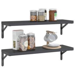 Berkfield Home Wall Shelves 2 pcs 75x23.5 cm Black Stainless Steel - thumbnail 4