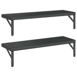 Berkfield Home Wall Shelves 2 pcs 75x23.5 cm Black Stainless Steel - thumbnail 7