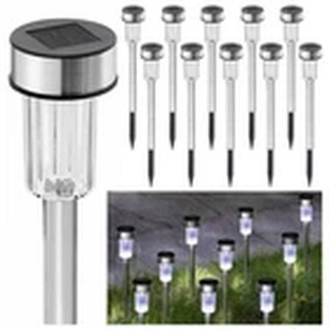 EONLION 10 Pcs Solar Lights Outdoor Garden Solar Stake lights in Silver - image 1