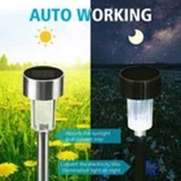 EONLION 10 Pcs Solar Lights Outdoor Garden Solar Stake lights in Silver - thumbnail 3