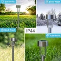 EONLION 10 Pcs Solar Lights Outdoor Garden Solar Stake lights in Silver - thumbnail 2