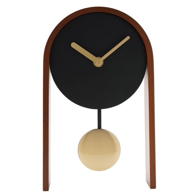 Interval Pendulum Wooden Desk Clock - Black & Gold - image 1