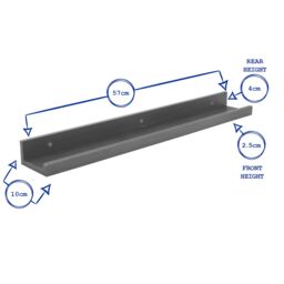 Harbour Housewares 6x Floating 57cm Picture Ledge Shelves - Wall Mounted Display Shelf in Grey - thumbnail 3
