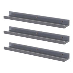 Harbour Housewares 6x Floating 57cm Picture Ledge Shelves - Wall Mounted Display Shelf in Grey - thumbnail 1