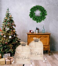 Shatchi North Pole Express Beige Hessian Sack Perfect for Holiday Gifts & Surprises - thumbnail 3