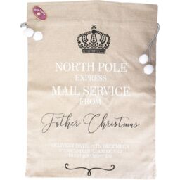 Shatchi North Pole Express Beige Hessian Sack Perfect for Holiday Gifts & Surprises - thumbnail 6