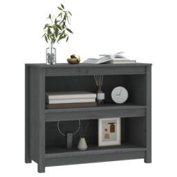 Berkfield Home Book Cabinet Grey 80x35x68 cm Solid Wood Pine - Size: 80 x 35 x 68 cm - thumbnail 4