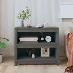 Berkfield Home Book Cabinet Grey 80x35x68 cm Solid Wood Pine - Size: 80 x 35 x 68 cm - thumbnail 3