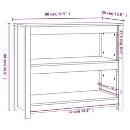 Berkfield Home Book Cabinet Grey 80x35x68 cm Solid Wood Pine - Size: 80 x 35 x 68 cm - thumbnail 8