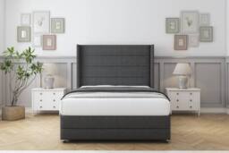 "Sloomy Sterling Dumfries Divan Set No Drawers-54"" Wingback-Footboard in Dark Grey - Size: Small Single" - thumbnail 2