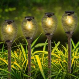 Havendro 4 Pack Solar Stake Lights Garden Outdoor Vintage Lamp NEW in Metallics - thumbnail 1