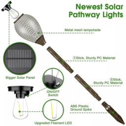 Havendro 4 Pack Solar Stake Lights Garden Outdoor Vintage Lamp NEW in Metallics - thumbnail 3