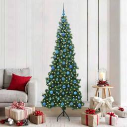 Berkfield Home Corner Artificial Christmas Tree Green 210 cm PVC & Metal - thumbnail 1