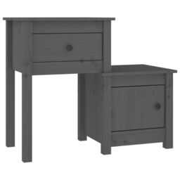 Berkfield Home Bedside Cabinet Grey 79.5x38x65.5 cm Solid Wood Pine - thumbnail 2