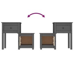 Berkfield Home Bedside Cabinet Grey 79.5x38x65.5 cm Solid Wood Pine - thumbnail 5