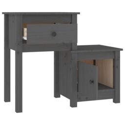 Berkfield Home Bedside Cabinet Grey 79.5x38x65.5 cm Solid Wood Pine - thumbnail 3