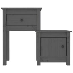 Berkfield Home Bedside Cabinet Grey 79.5x38x65.5 cm Solid Wood Pine - thumbnail 4