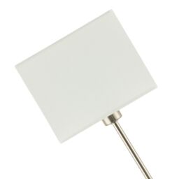 Happy Homewares Contemporary Bedside Table Lamp with White Cotton Fabric Shade in Metallic Silver - thumbnail 8
