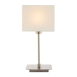 Happy Homewares Contemporary Bedside Table Lamp with White Cotton Fabric Shade in Metallic Silver - thumbnail 3