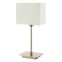 Happy Homewares Contemporary Bedside Table Lamp with White Cotton Fabric Shade in Metallic Silver - thumbnail 2