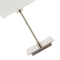 Happy Homewares Contemporary Bedside Table Lamp with White Cotton Fabric Shade in Metallic Silver - thumbnail 5