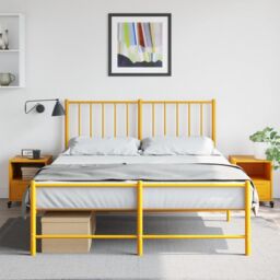 Berkfield Home Bedside Cabinets 2 pcs Mustard Yellow 36x39x43.5 cm Steel - thumbnail 3