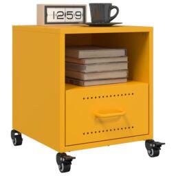 Berkfield Home Bedside Cabinets 2 pcs Mustard Yellow 36x39x43.5 cm Steel