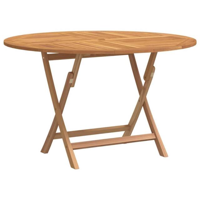 Berkfield Home Folding Garden Table Ø 120x75 cm Solid Wood Teak in Brown - image 1