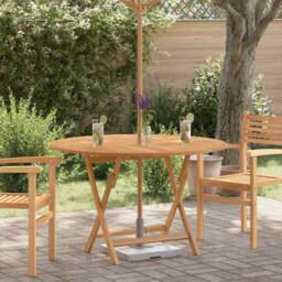 Berkfield Home Folding Garden Table Ã˜ 120x75 cm Solid Wood Teak in Brown - thumbnail 2