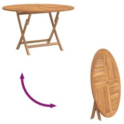 Berkfield Home Folding Garden Table Ã˜ 120x75 cm Solid Wood Teak in Brown - thumbnail 5