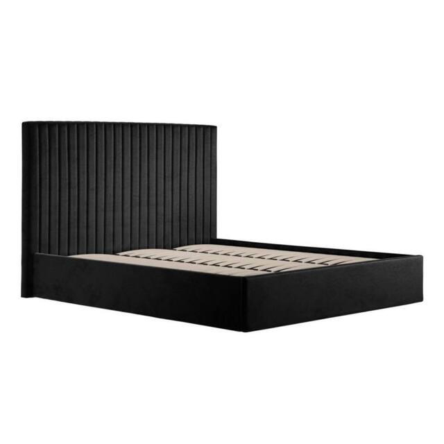 Lemon Pavilion Furniture Berlin Tall Ottoman Super King Size Bed Frame (Pack of 2) - Velvet in Black - image 1