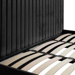 Lemon Pavilion Furniture Berlin Tall Ottoman Super King Size Bed Frame (Pack of 2) - Velvet in Black - thumbnail 5