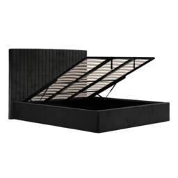 Lemon Pavilion Furniture Berlin Tall Ottoman Super King Size Bed Frame (Pack of 2) - Velvet in Black - thumbnail 3