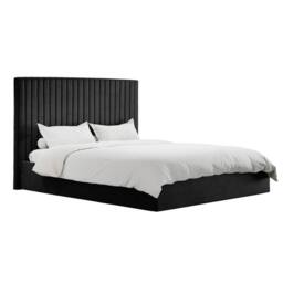 Lemon Pavilion Furniture Berlin Tall Ottoman Super King Size Bed Frame (Pack of 2) - Velvet in Black - thumbnail 4