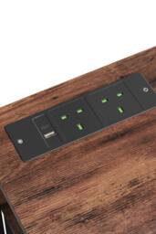 H&O Direct 5-Drawer Metal Frame Chest of Drawers Storage Cabinet with Power Strip in Brown - thumbnail 9