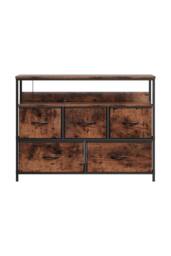 H&O Direct 5-Drawer Metal Frame Chest of Drawers Storage Cabinet with Power Strip in Brown - thumbnail 7